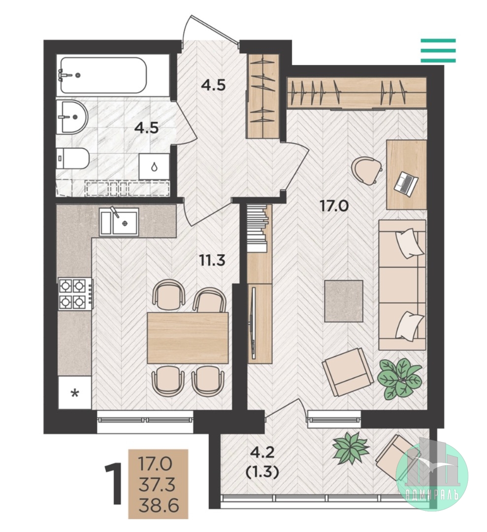 Продажа 1-комнатной новостройки, Новороссийск, Ф.Я. Бурсака улица,  д.82