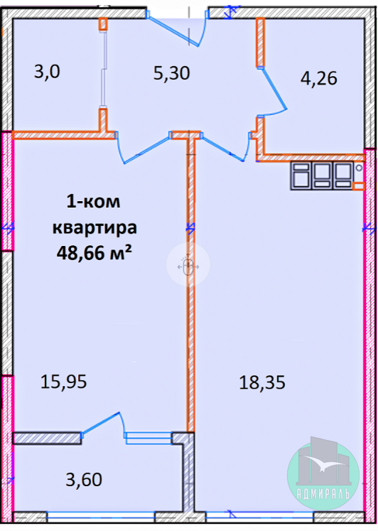 Продажа 1-комнатной новостройки, Новороссийск, Ручейная улица,  д.1